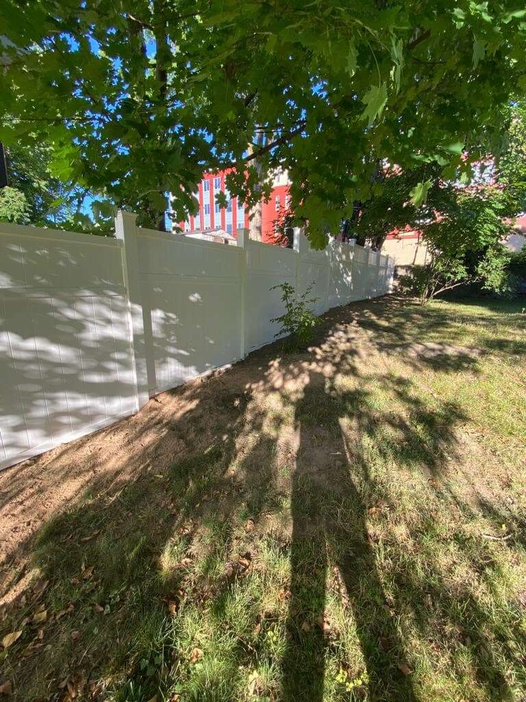 Fence installation yard before